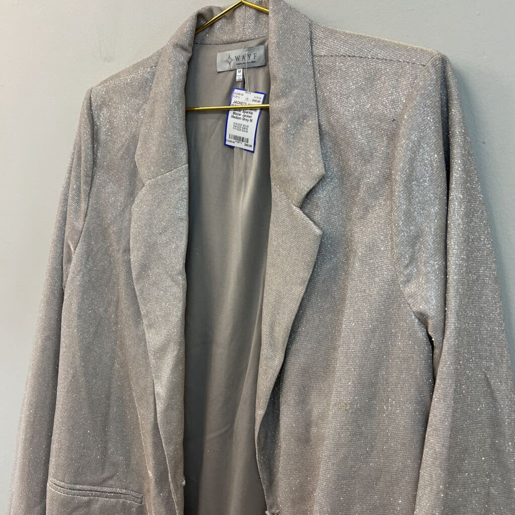WAYF Grey/ Silver Glitter Sparkle Blazer Jacket Medium