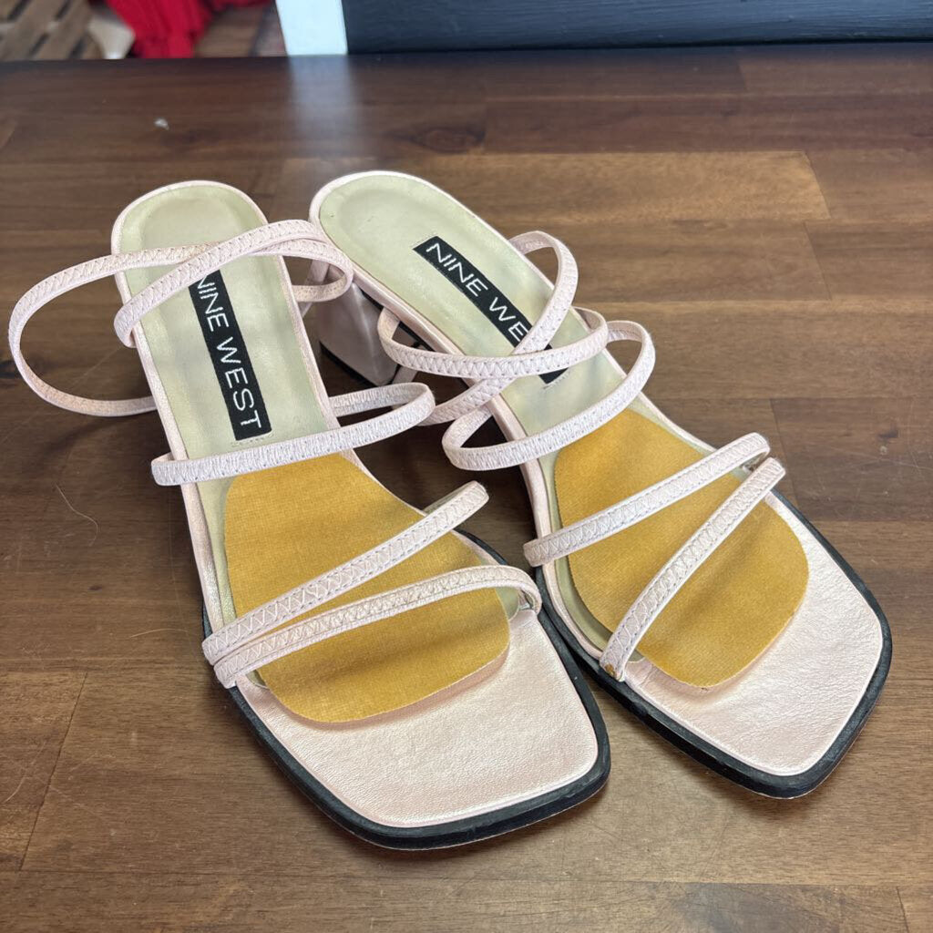 Nine West Pink Strappy Block Heels 6.5
