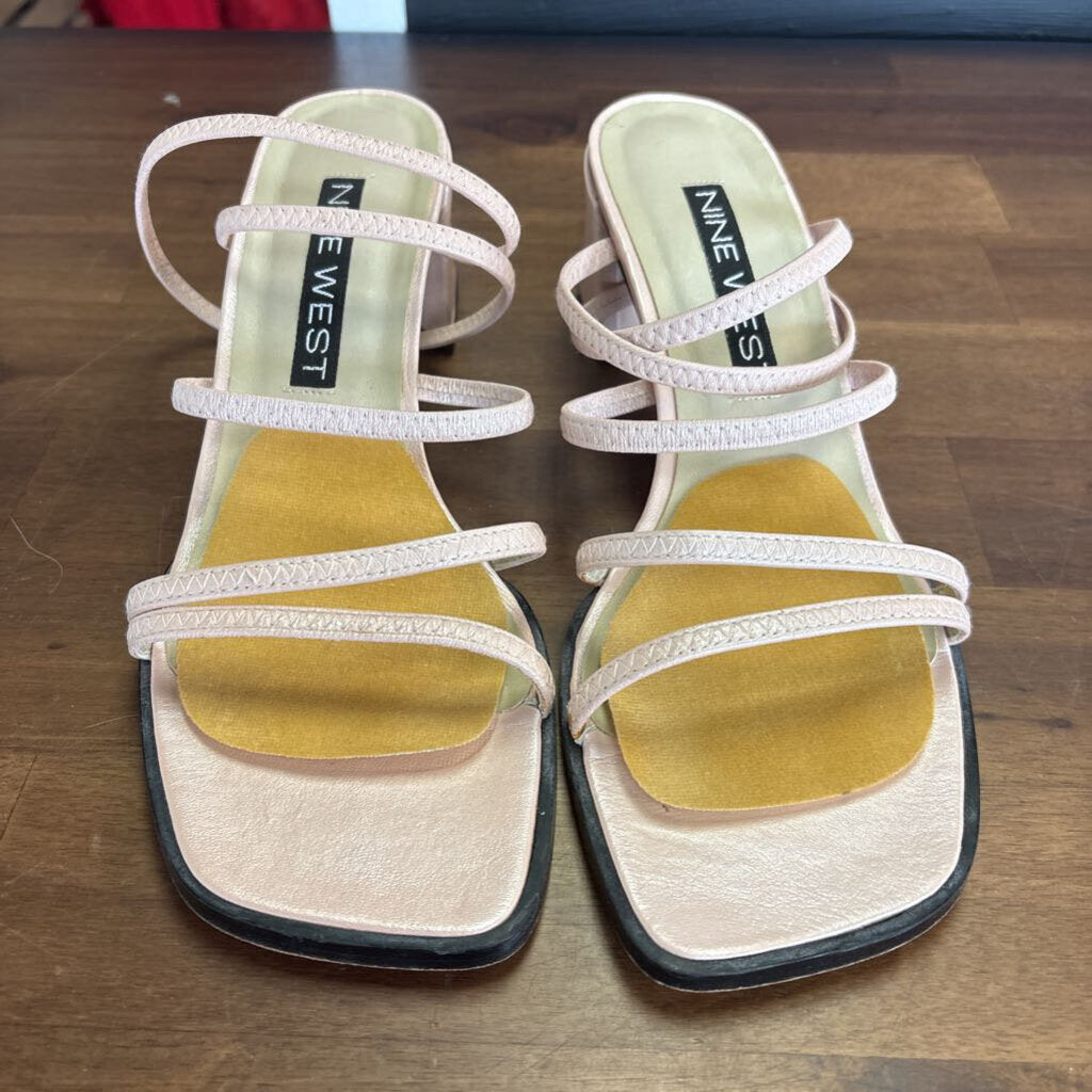 Nine West Pink Strappy Block Heels 6.5