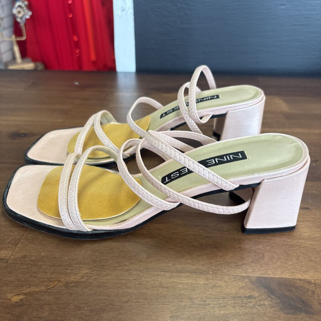 Nine West Pink Strappy Block Heels 6.5