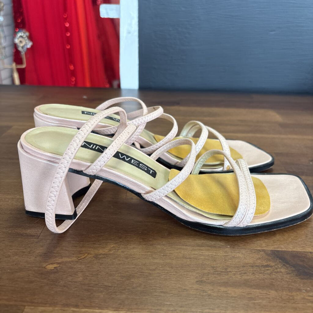 Nine West Pink Strappy Block Heels 6.5