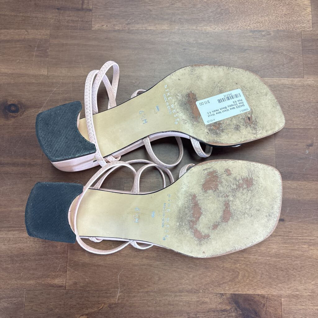 Nine West Pink Strappy Block Heels 6.5