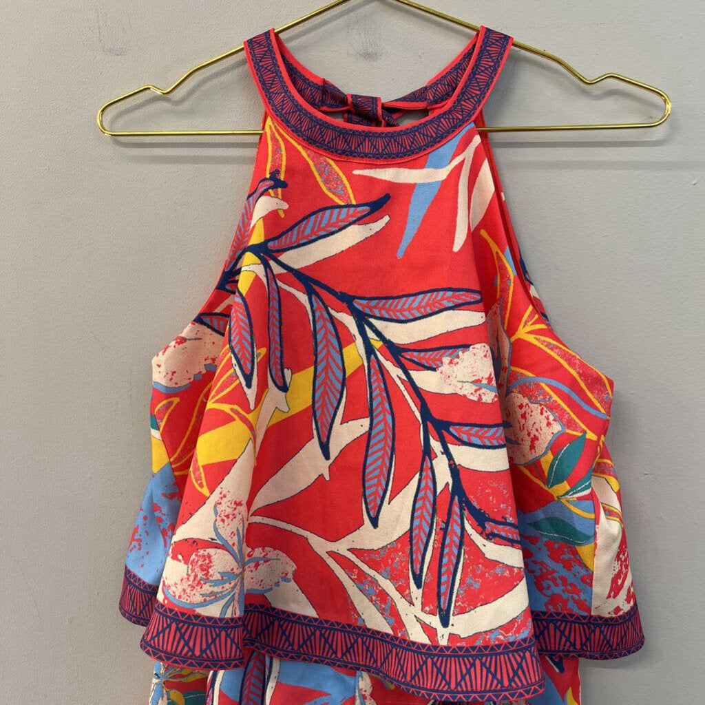 Flying Tomato Red/ Multi Print Romper Small