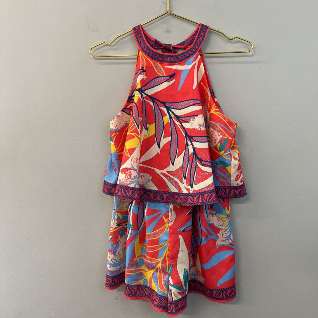 Flying Tomato Red/ Multi Print Romper Small