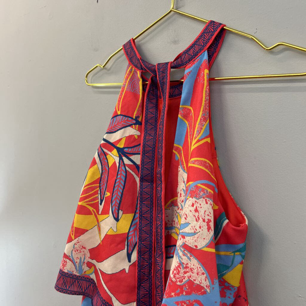 Flying Tomato Red/ Multi Print Romper Small