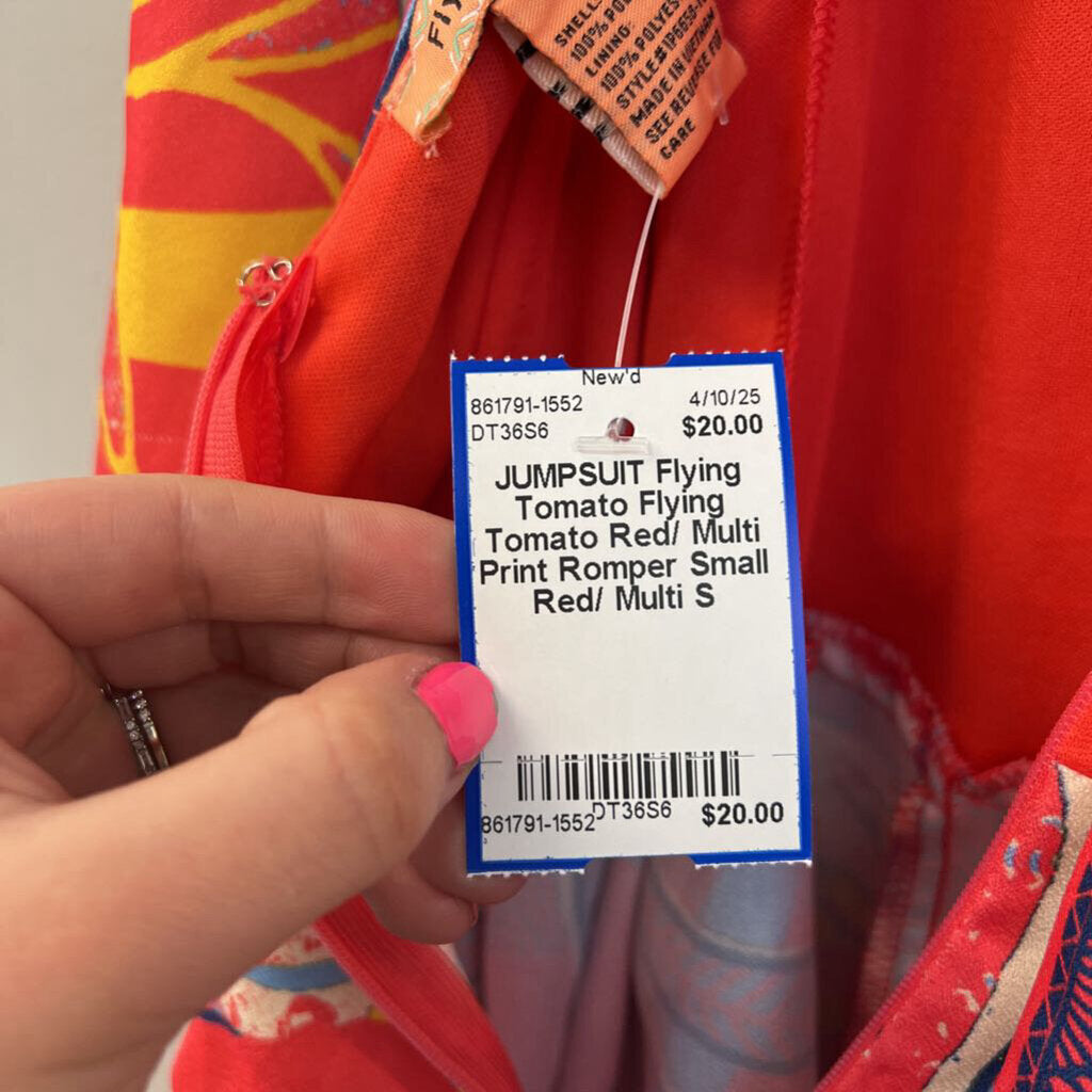 Flying Tomato Red/ Multi Print Romper Small