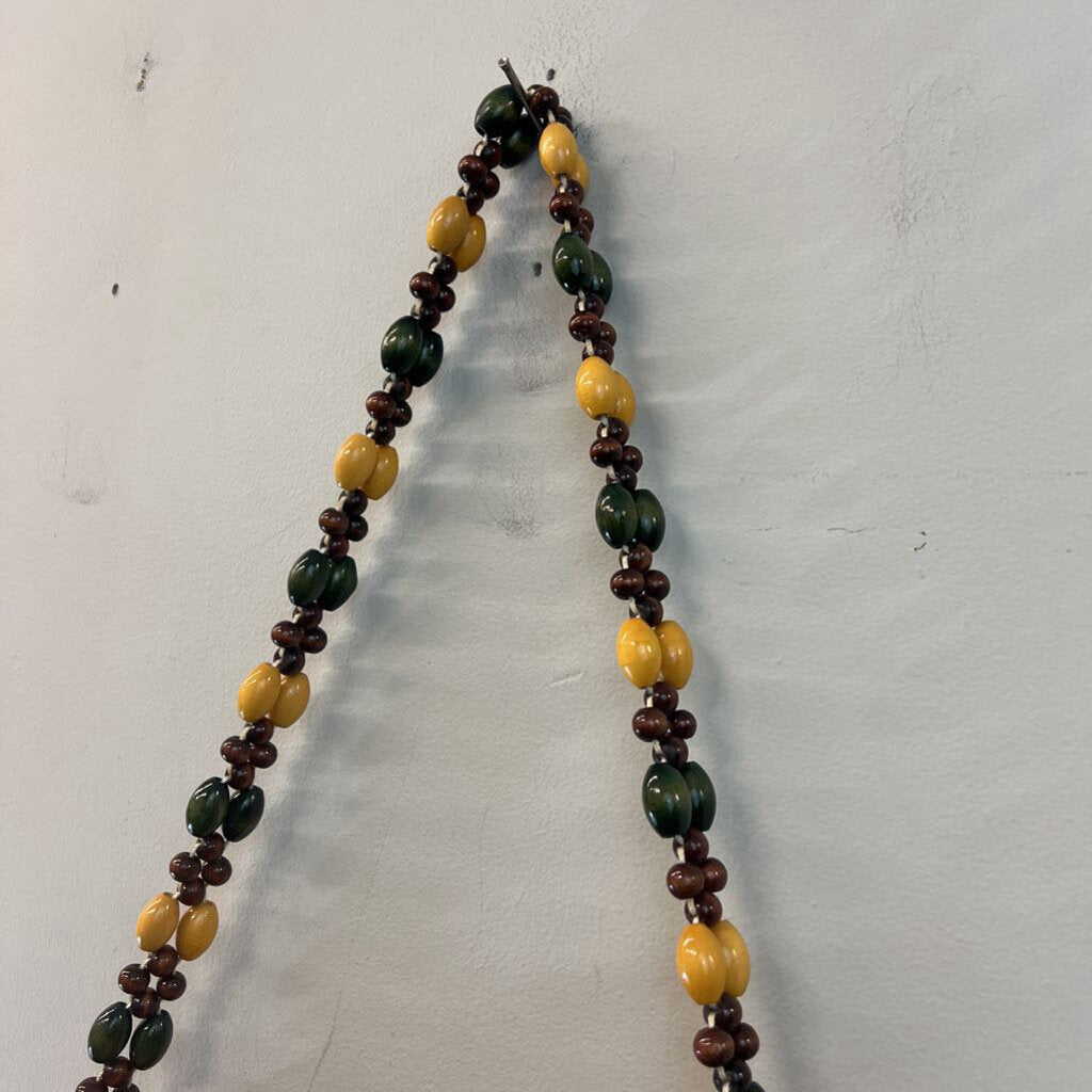 Brown/ Multi Wooden Beaded Purse