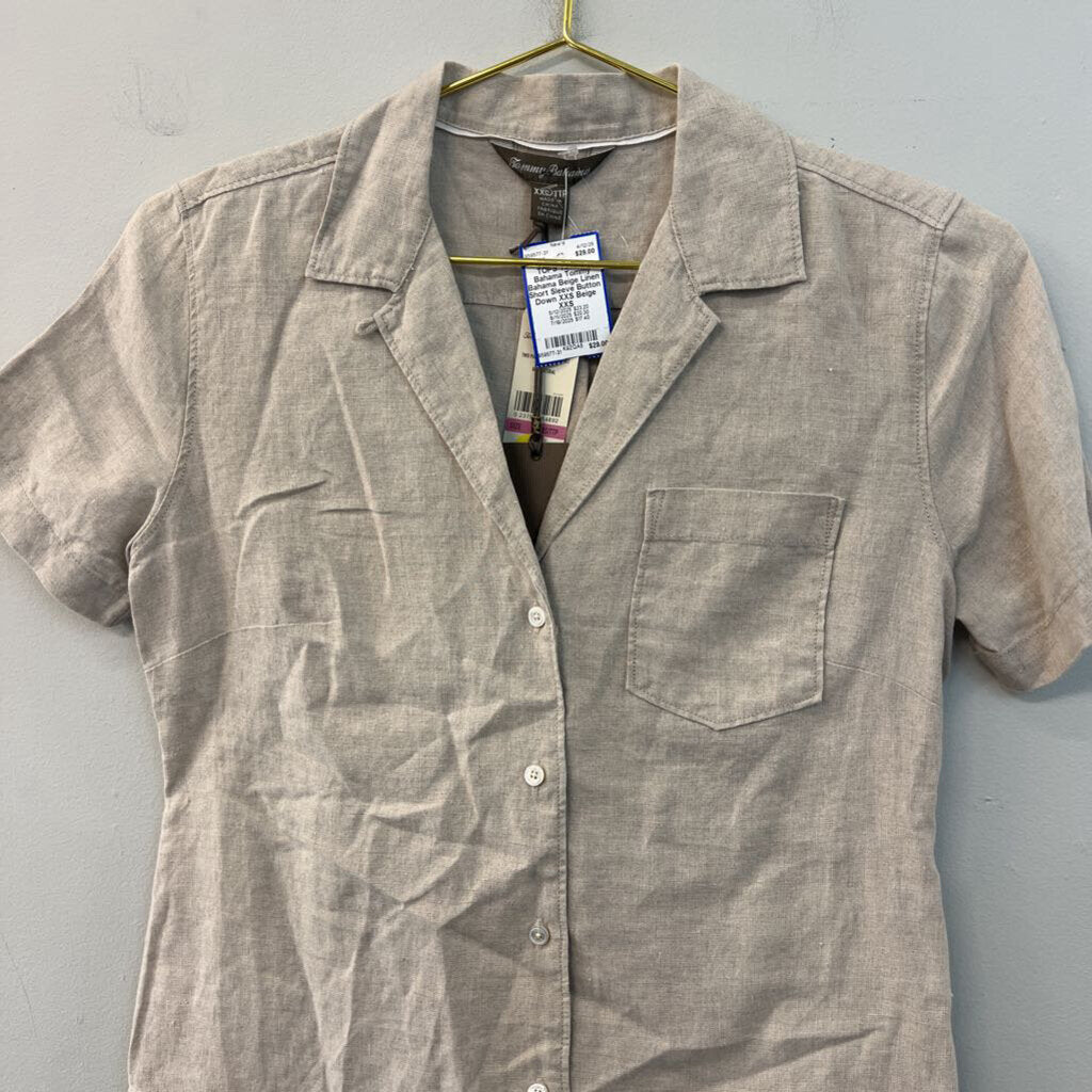 Tommy Bahama Beige Linen Short Sleeve Button Down XXS