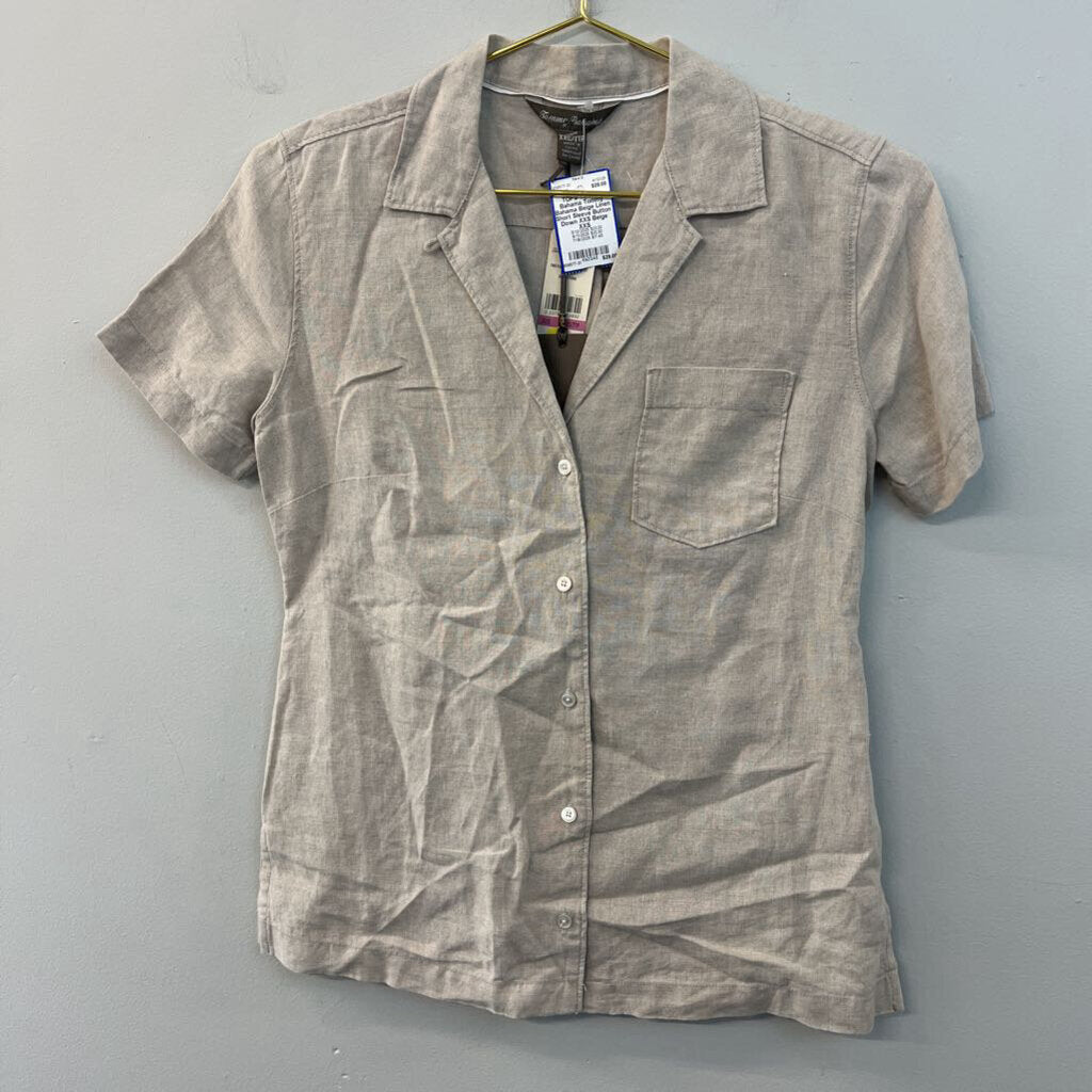 Tommy Bahama Beige Linen Short Sleeve Button Down XXS