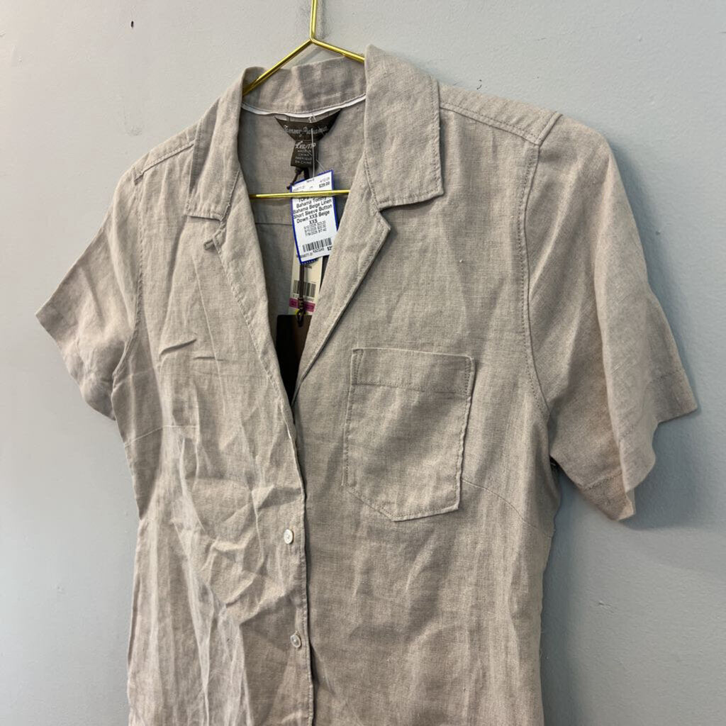 Tommy Bahama Beige Linen Short Sleeve Button Down XXS