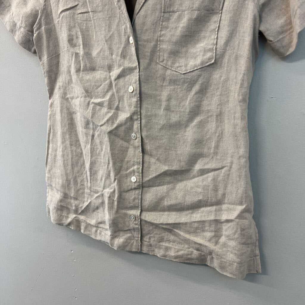 Tommy Bahama Beige Linen Short Sleeve Button Down XXS
