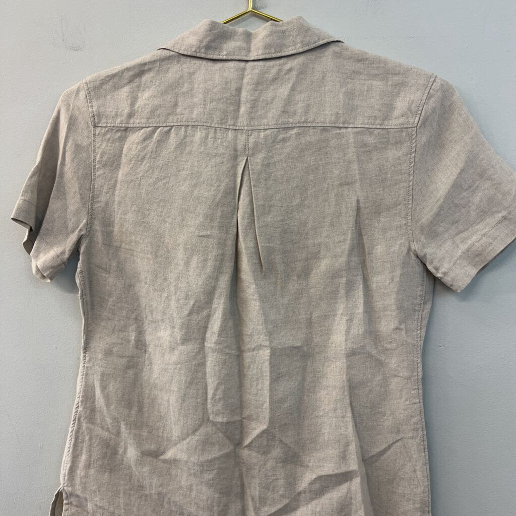 Tommy Bahama Beige Linen Short Sleeve Button Down XXS