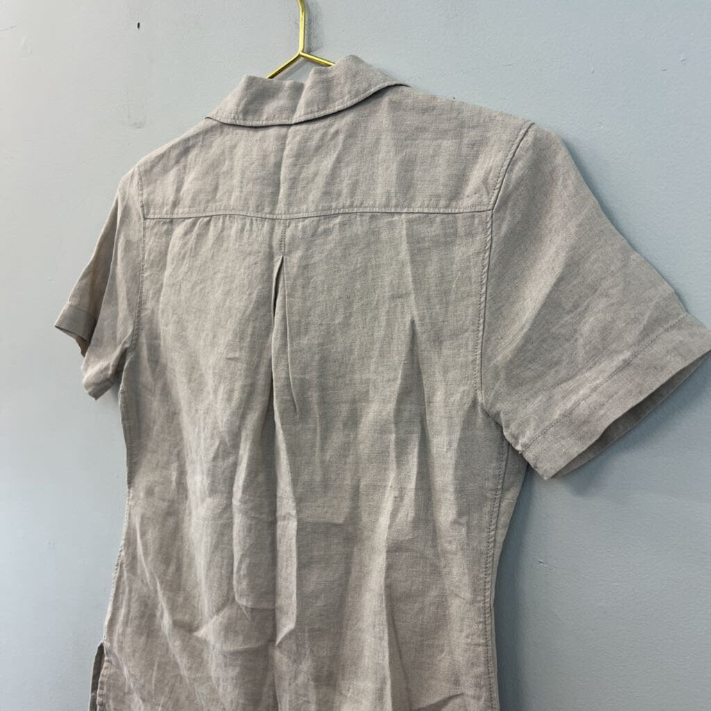 Tommy Bahama Beige Linen Short Sleeve Button Down XXS