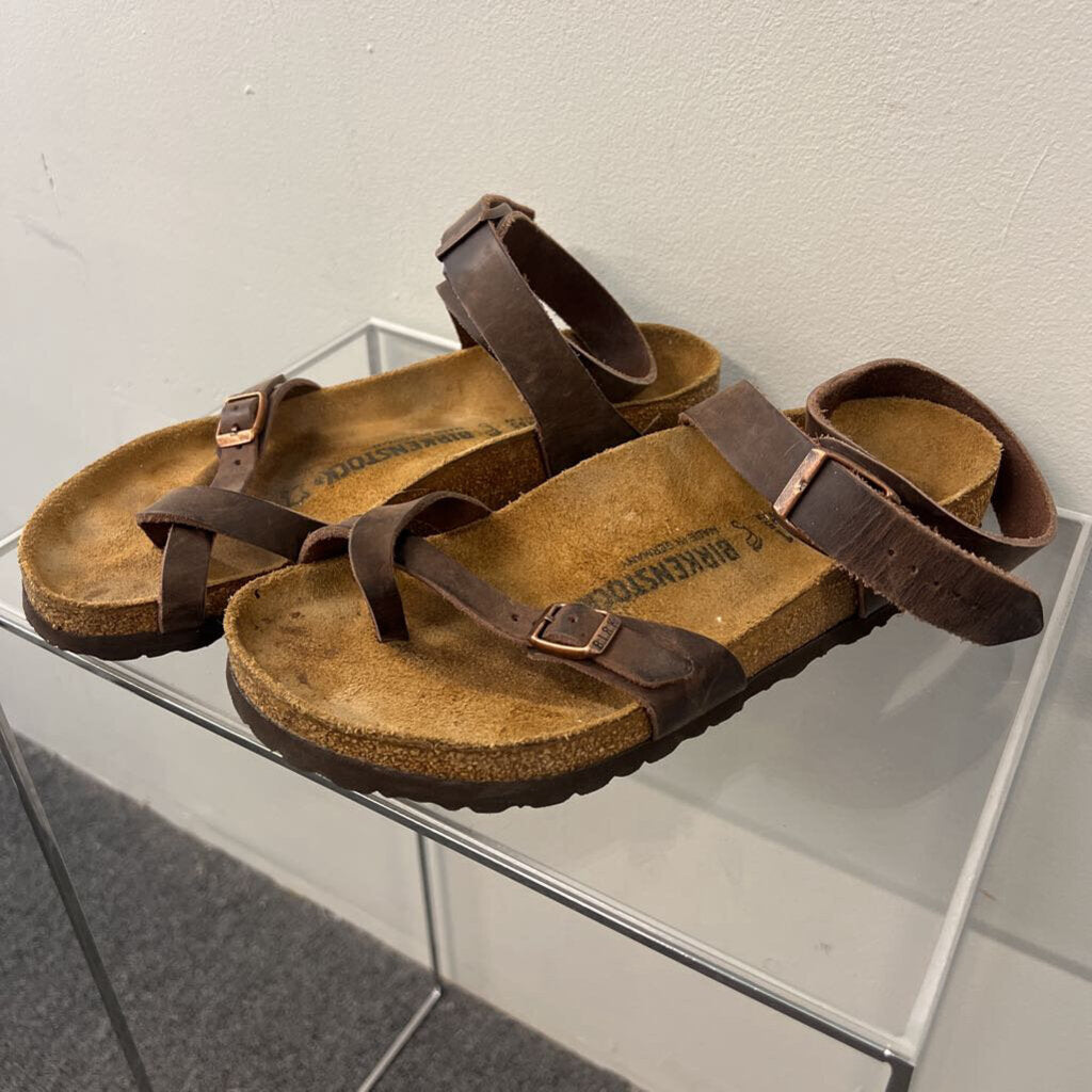 Birkenstock Brown Leather Strappy Yara Sandals 41