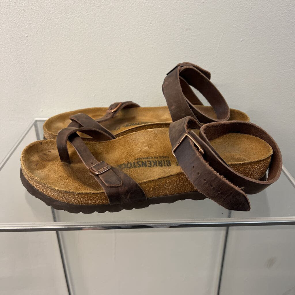 Birkenstock Brown Leather Strappy Yara Sandals 41