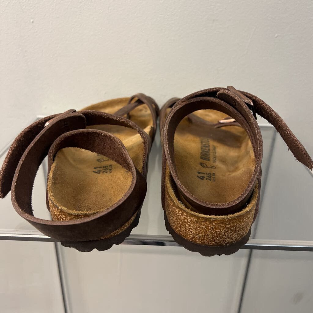 Birkenstock Brown Leather Strappy Yara Sandals 41
