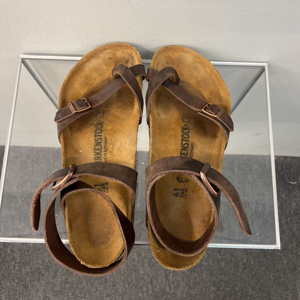 Birkenstock Brown Leather Strappy Yara Sandals 41