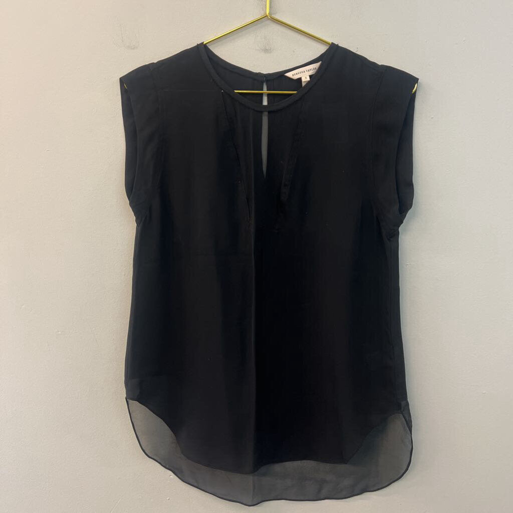 Rebecca Taylor Black Sheer Detail Tank Top 2