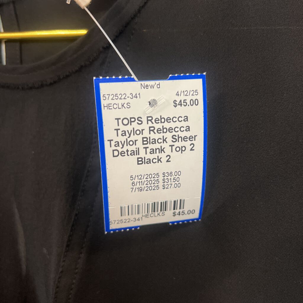 Rebecca Taylor Black Sheer Detail Tank Top 2