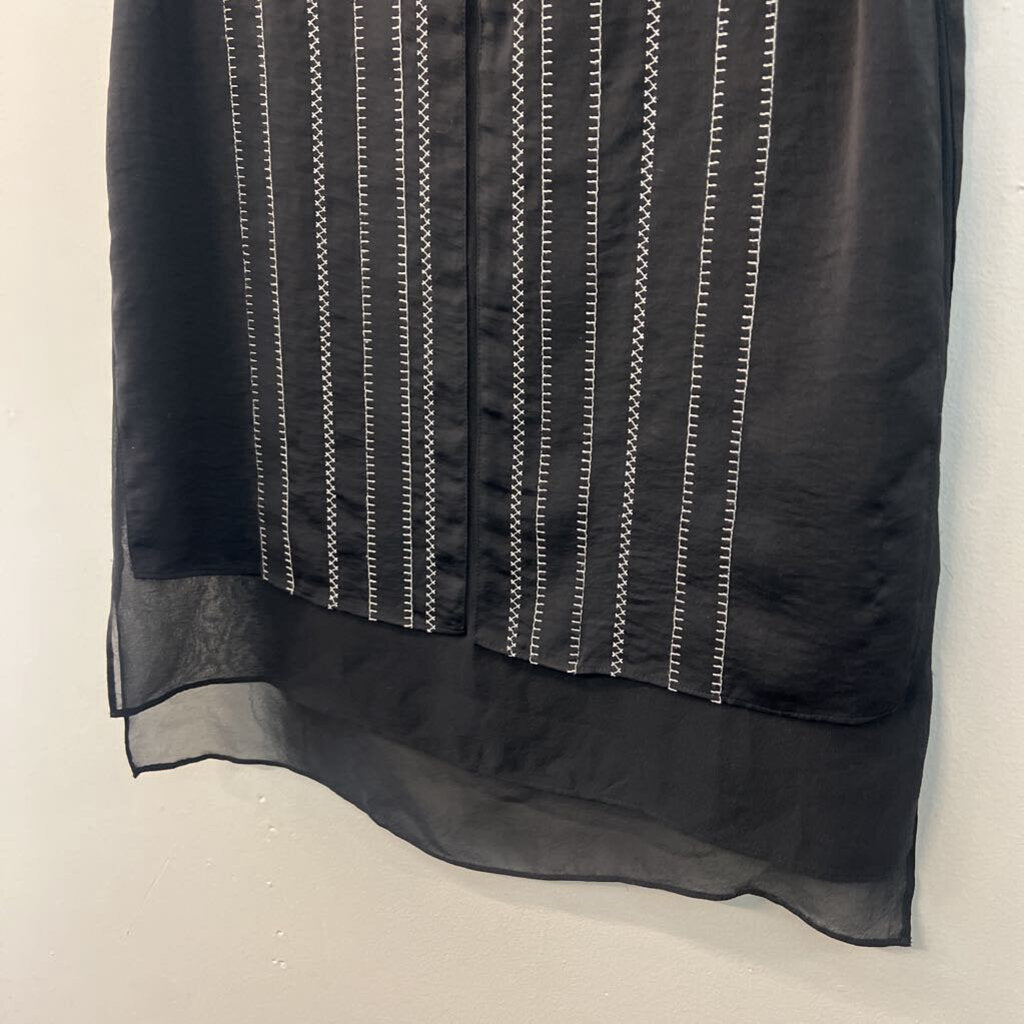 Vince Black/ White Embroidered Stripe Tank Top Extra Small