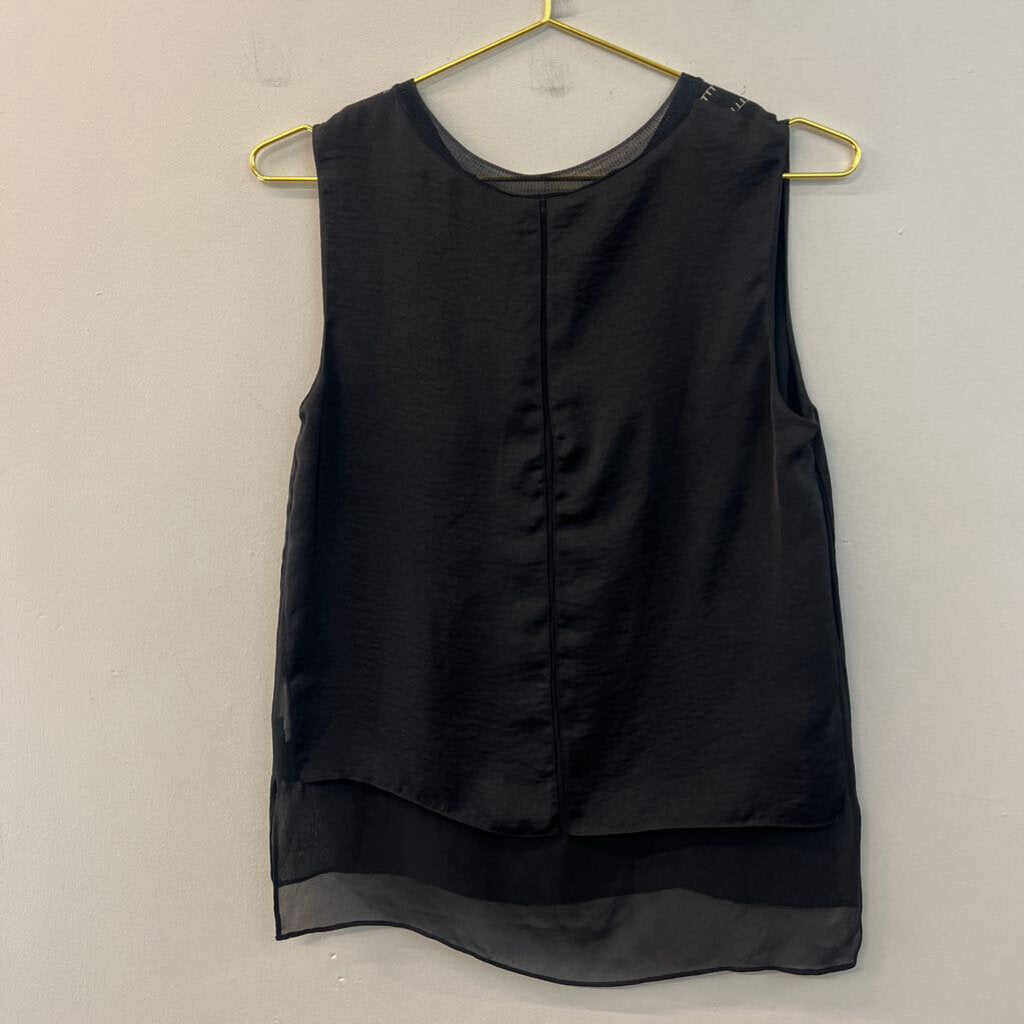Vince Black/ White Embroidered Stripe Tank Top Extra Small