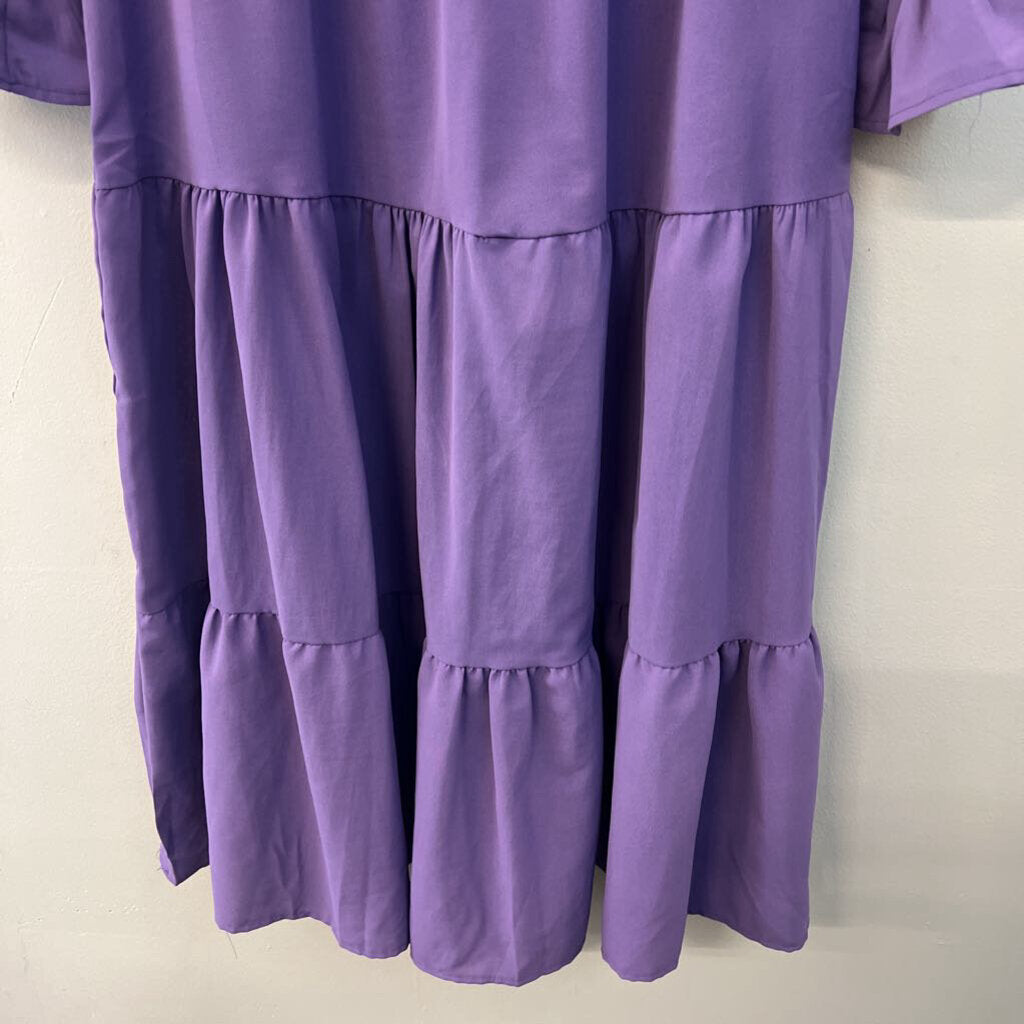 Purple Smocked Top Long Sleeve Maxi Dress Small