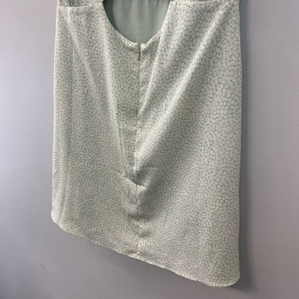 Altar'd State Green/ White Flower Print Short Sleeve Dress Large