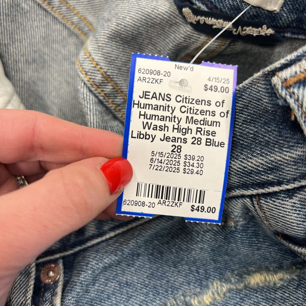 Citizens of Humanity Medium Wash High Rise Libby Jeans 28