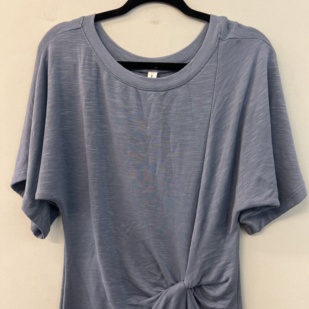 Daily Practice Anthropologie Blue Short Sleeve Knot Front Dress Small