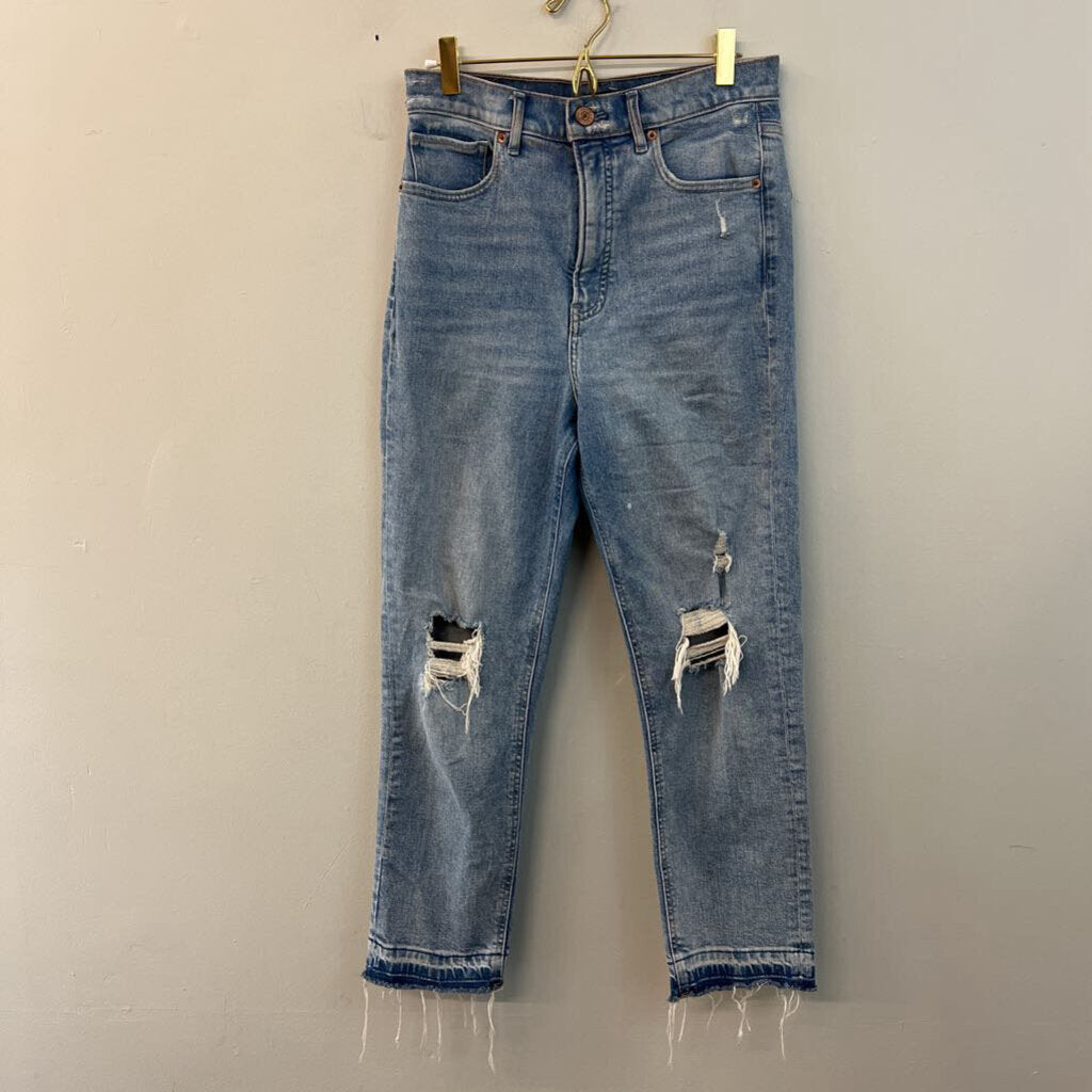 Express Light Wash High Waisted Distressed Jeans 6