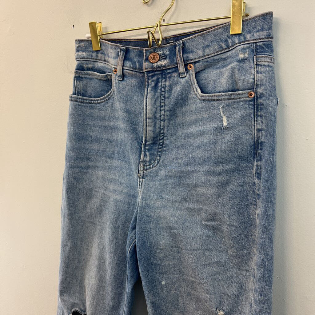 Express Light Wash High Waisted Distressed Jeans 6