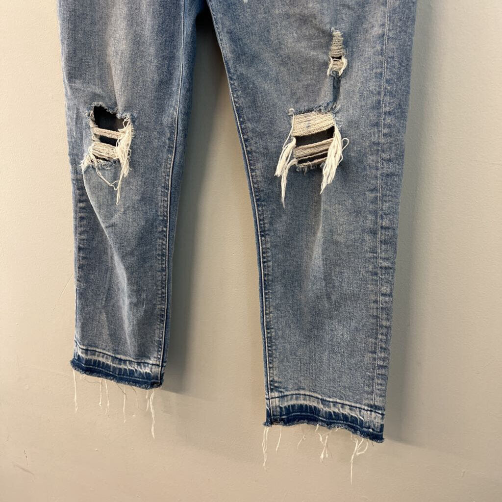 Express Light Wash High Waisted Distressed Jeans 6