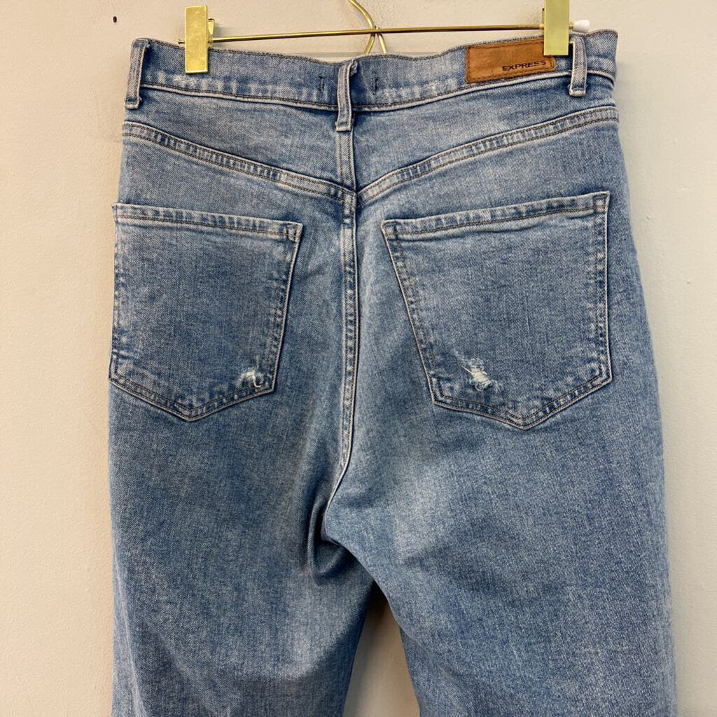 Express Light Wash High Waisted Distressed Jeans 6