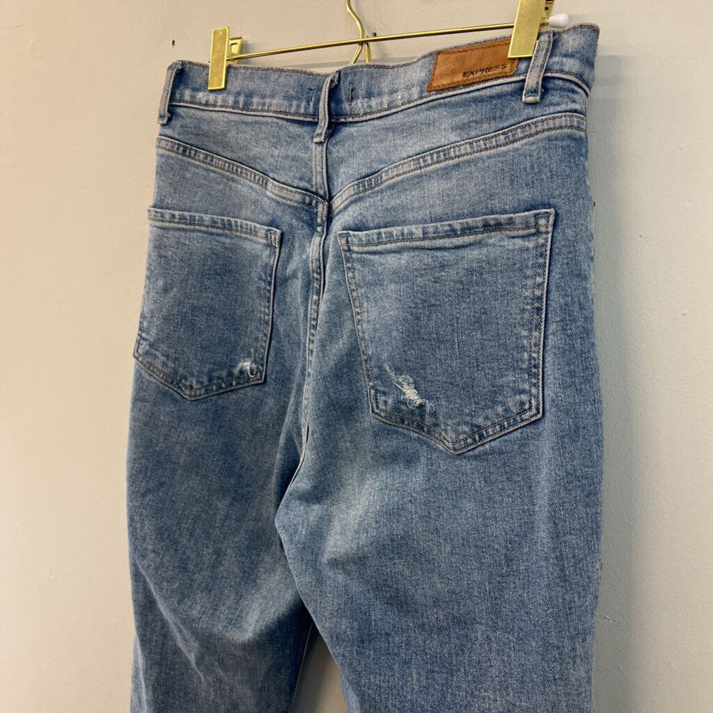 Express Light Wash High Waisted Distressed Jeans 6