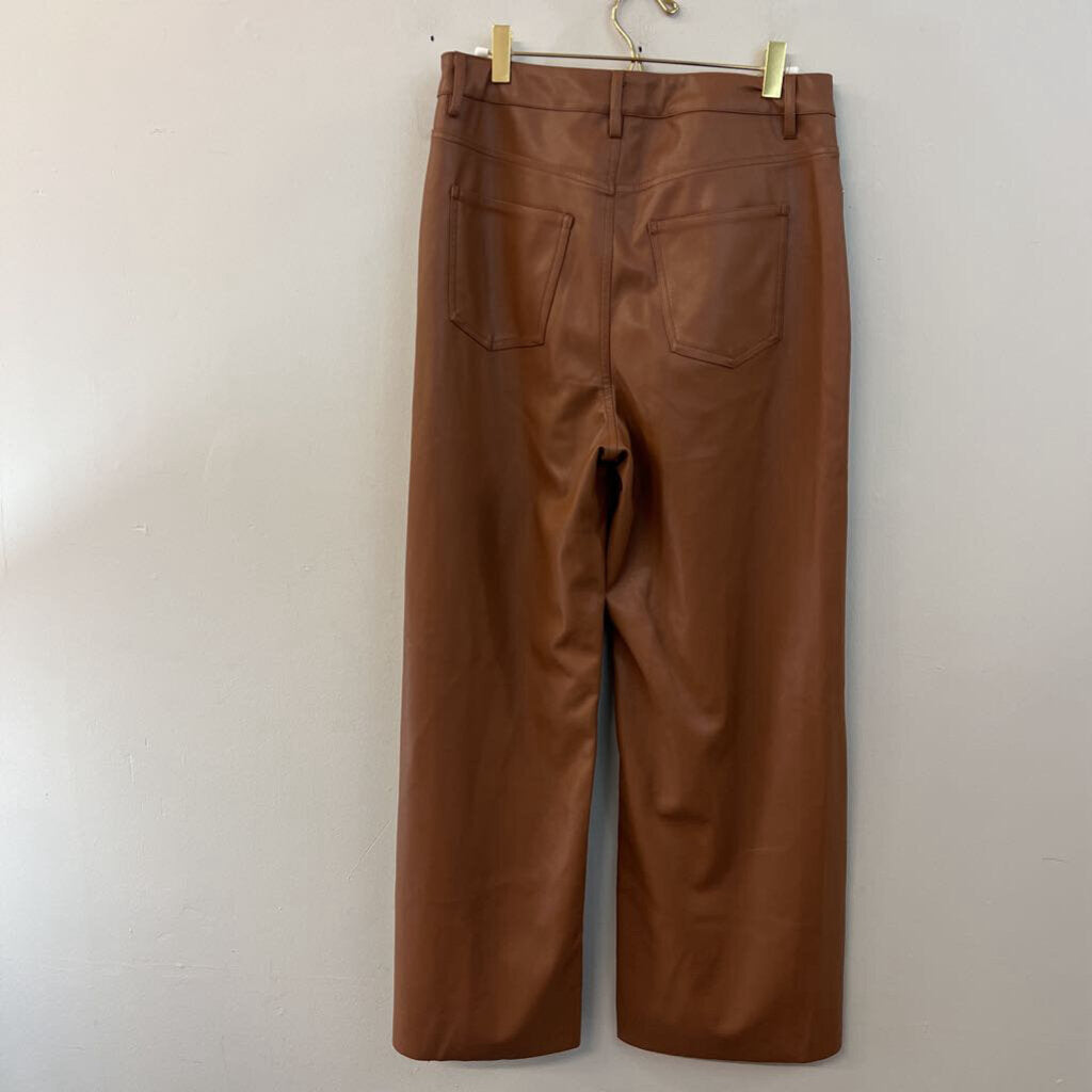 Easel Brown Faux Leather Wide Leg Pants Medium