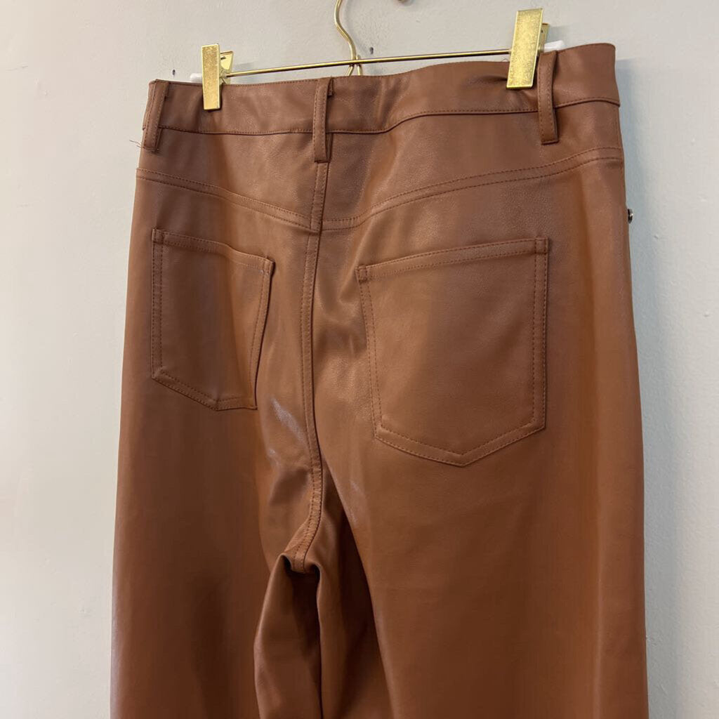 Easel Brown Faux Leather Wide Leg Pants Medium