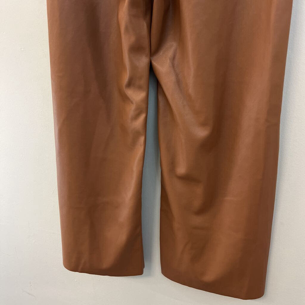 Easel Brown Faux Leather Wide Leg Pants Medium