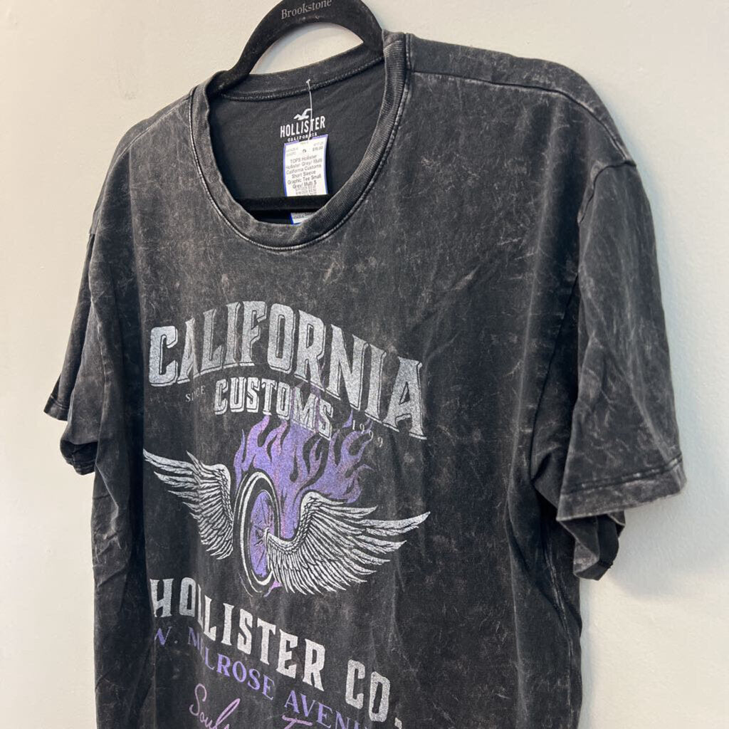 Hollister Grey/ Multi California Customs Short Sleeve Graphic Tee Small