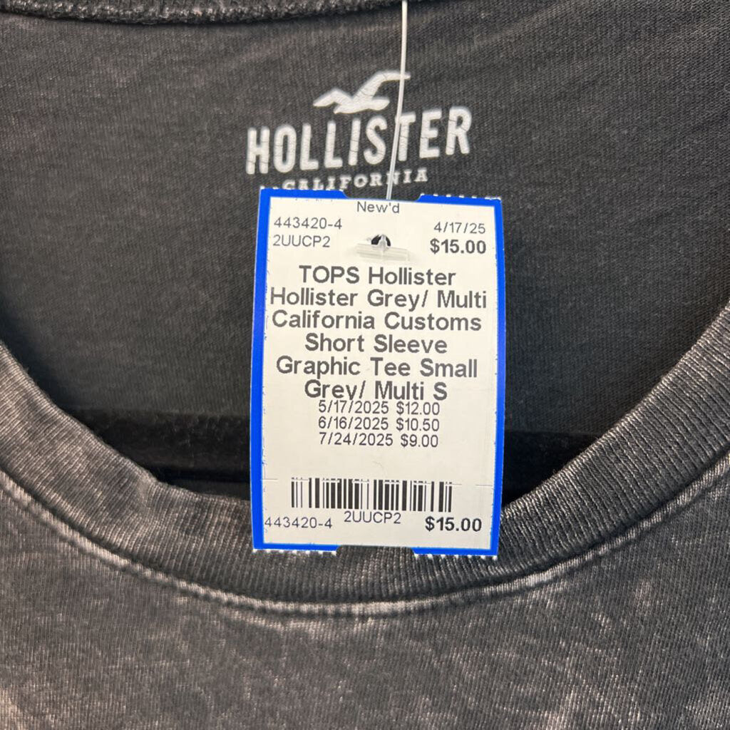 Hollister Grey/ Multi California Customs Short Sleeve Graphic Tee Small