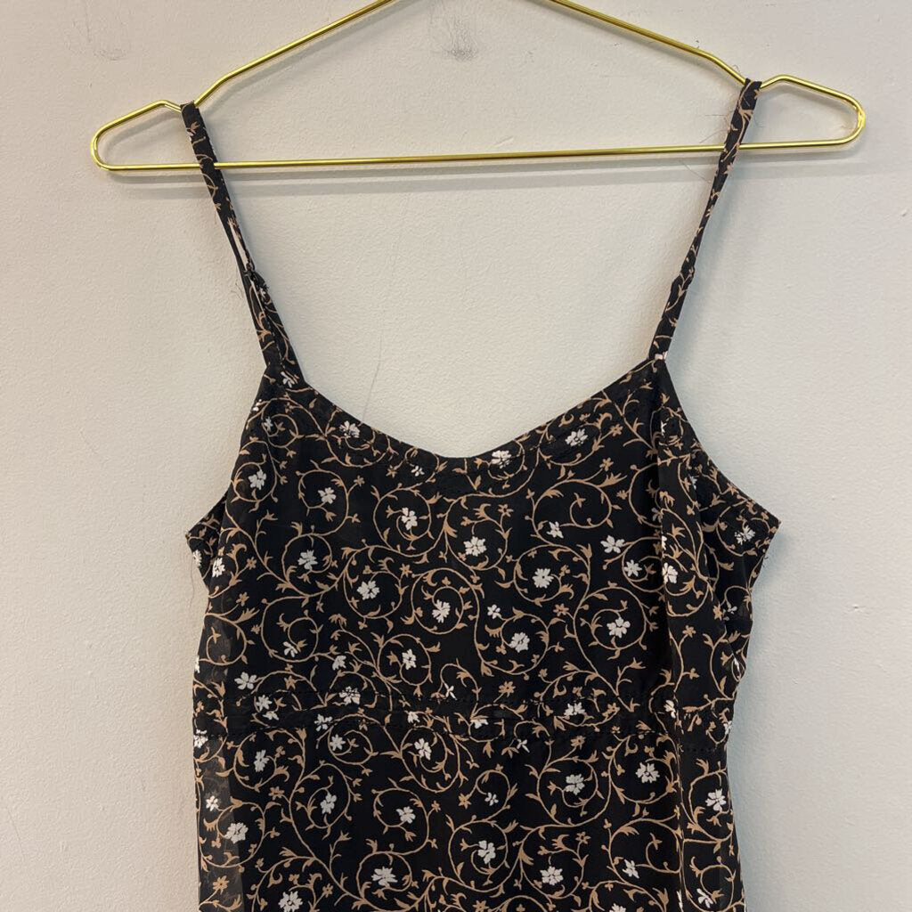 Vintage Express Black/ Beige Print Dress 3/4