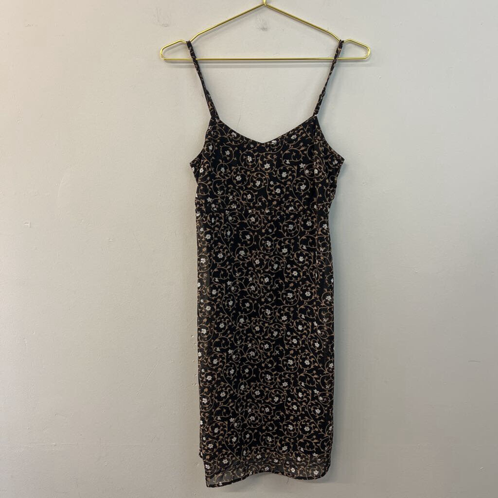 Vintage Express Black/ Beige Print Dress 3/4