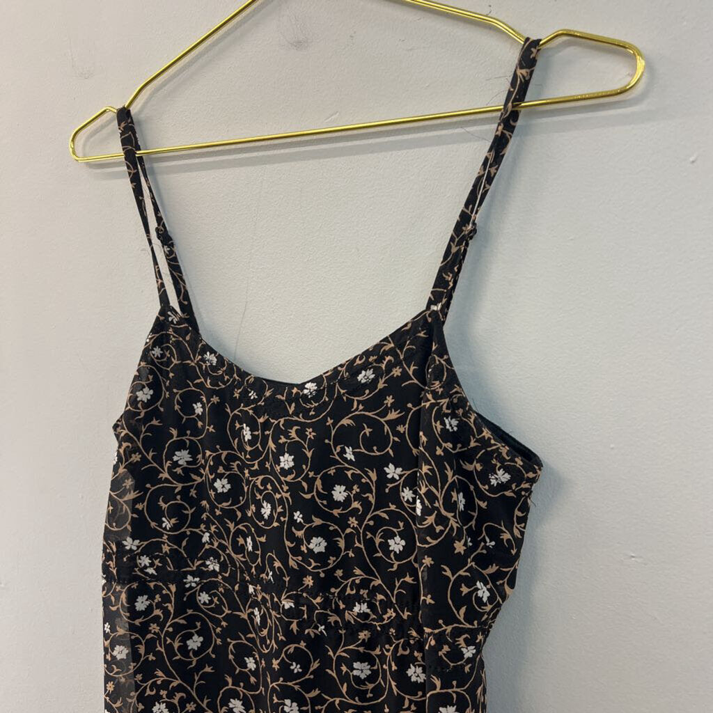 Vintage Express Black/ Beige Print Dress 3/4