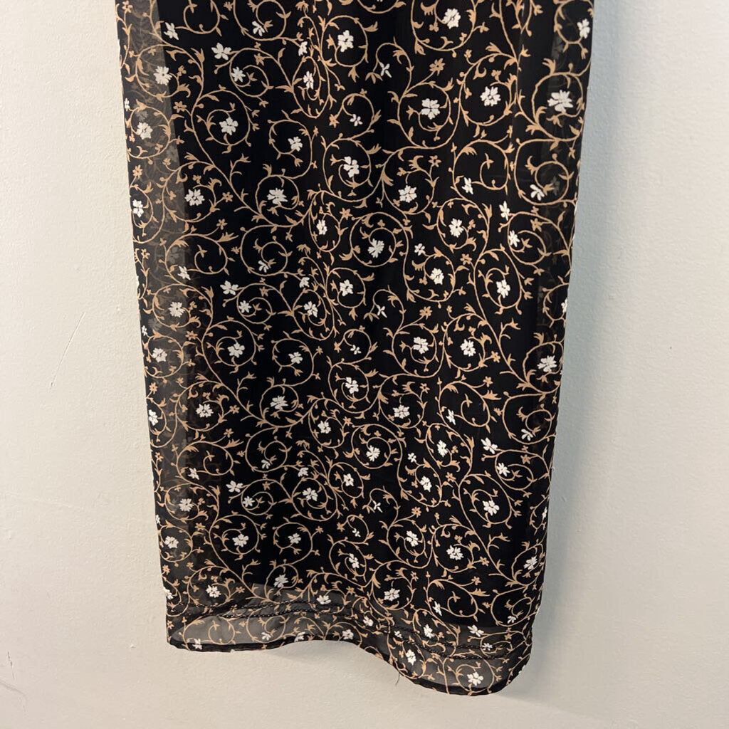 Vintage Express Black/ Beige Print Dress 3/4