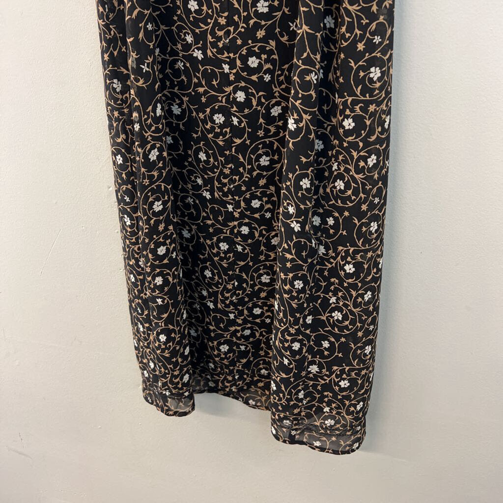 Vintage Express Black/ Beige Print Dress 3/4