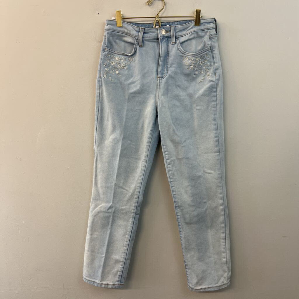 Lauren Conrad Light Wash Embroidered Pocket Straight Leg Jeans 8