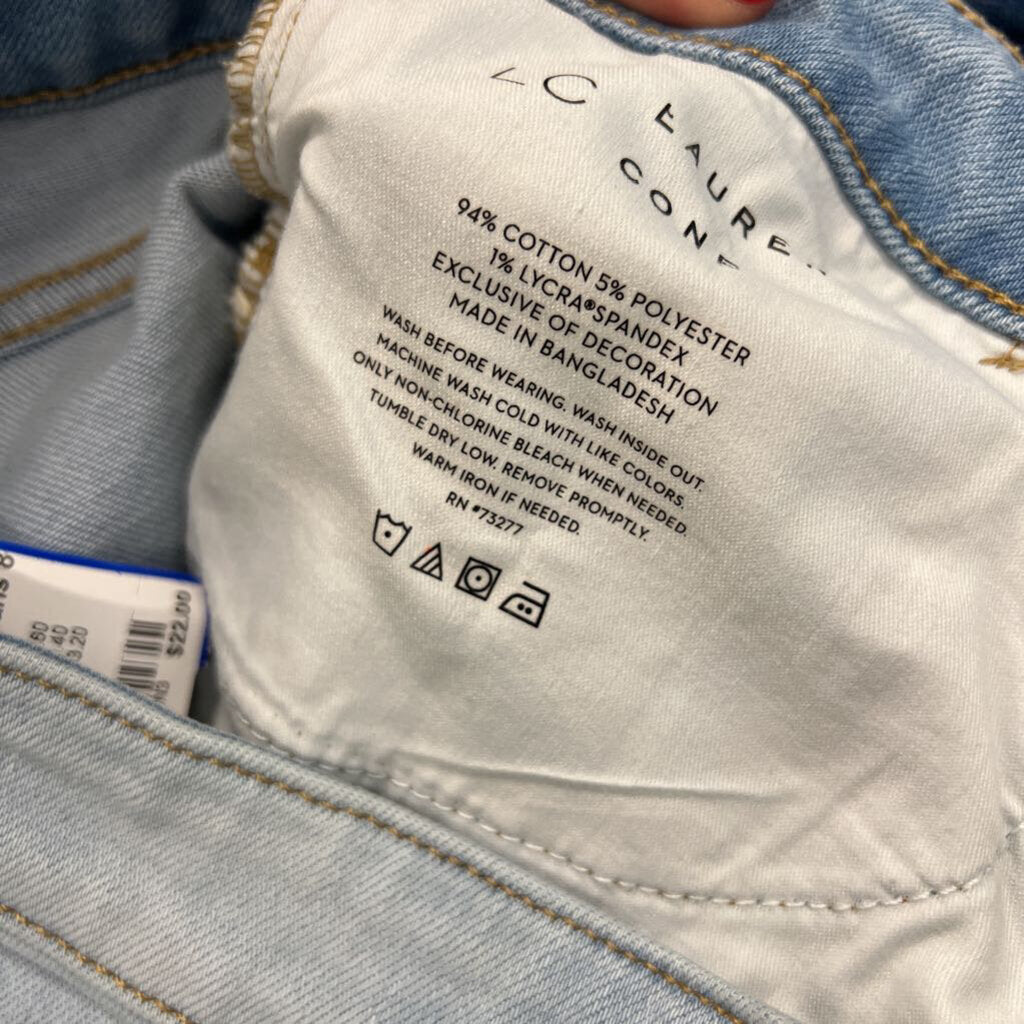 Lauren Conrad Light Wash Embroidered Pocket Straight Leg Jeans 8