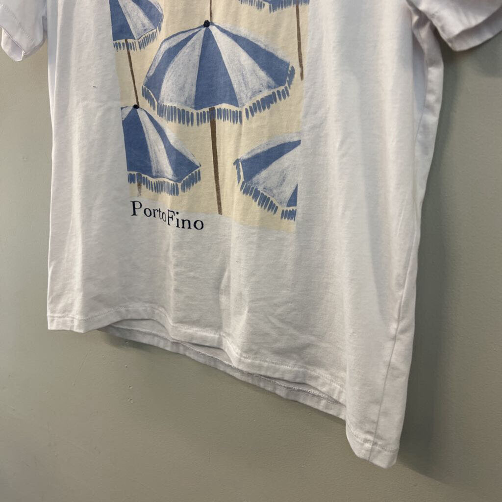 Wildfox White/ Blue Porto Fino Short Sleeve Graphic Tee Medium