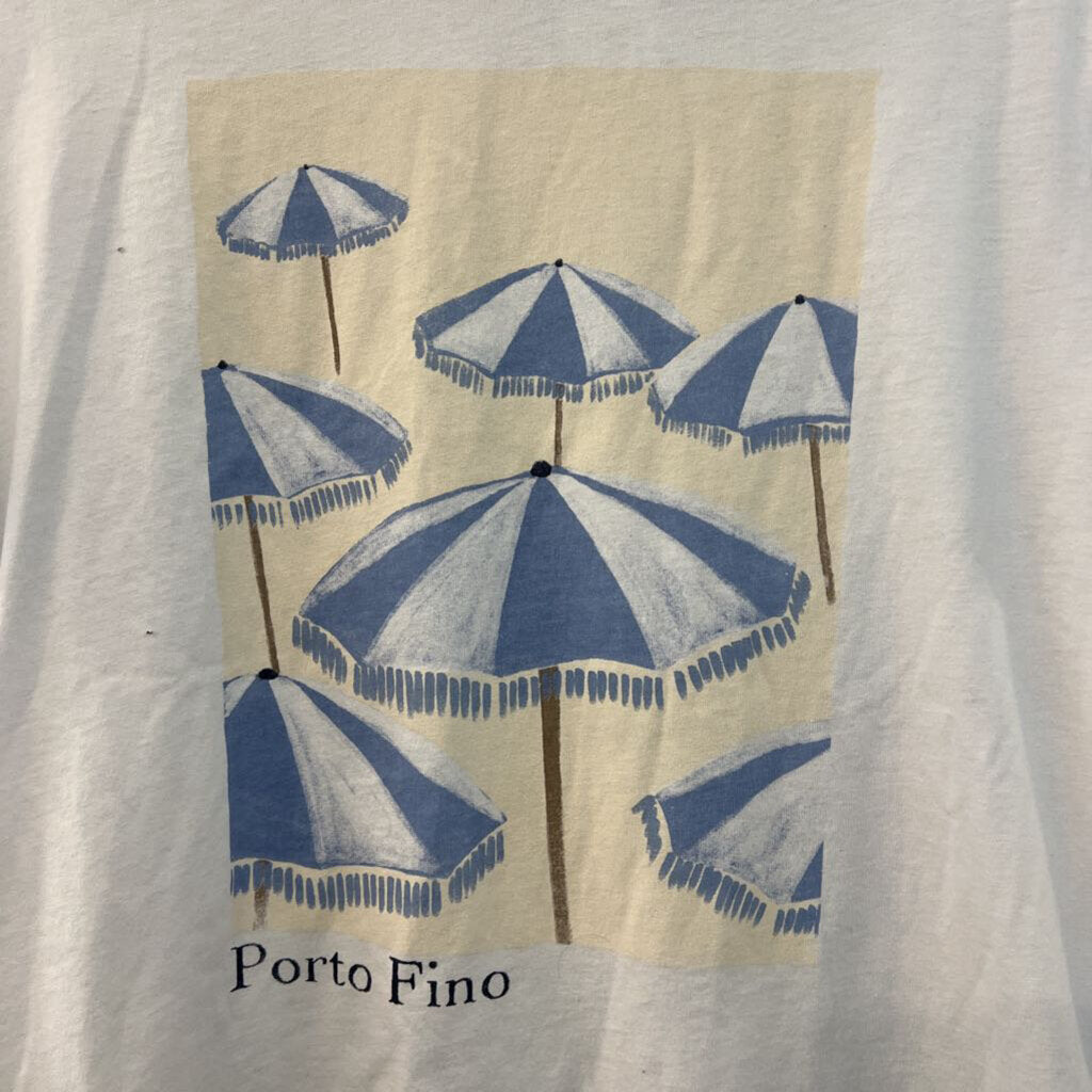 Wildfox White/ Blue Porto Fino Short Sleeve Graphic Tee Medium
