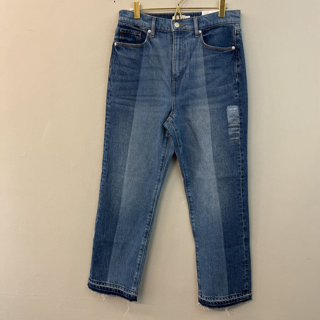 Loft Two Tone Denim The Straight High Rise Jeans 29 Petite