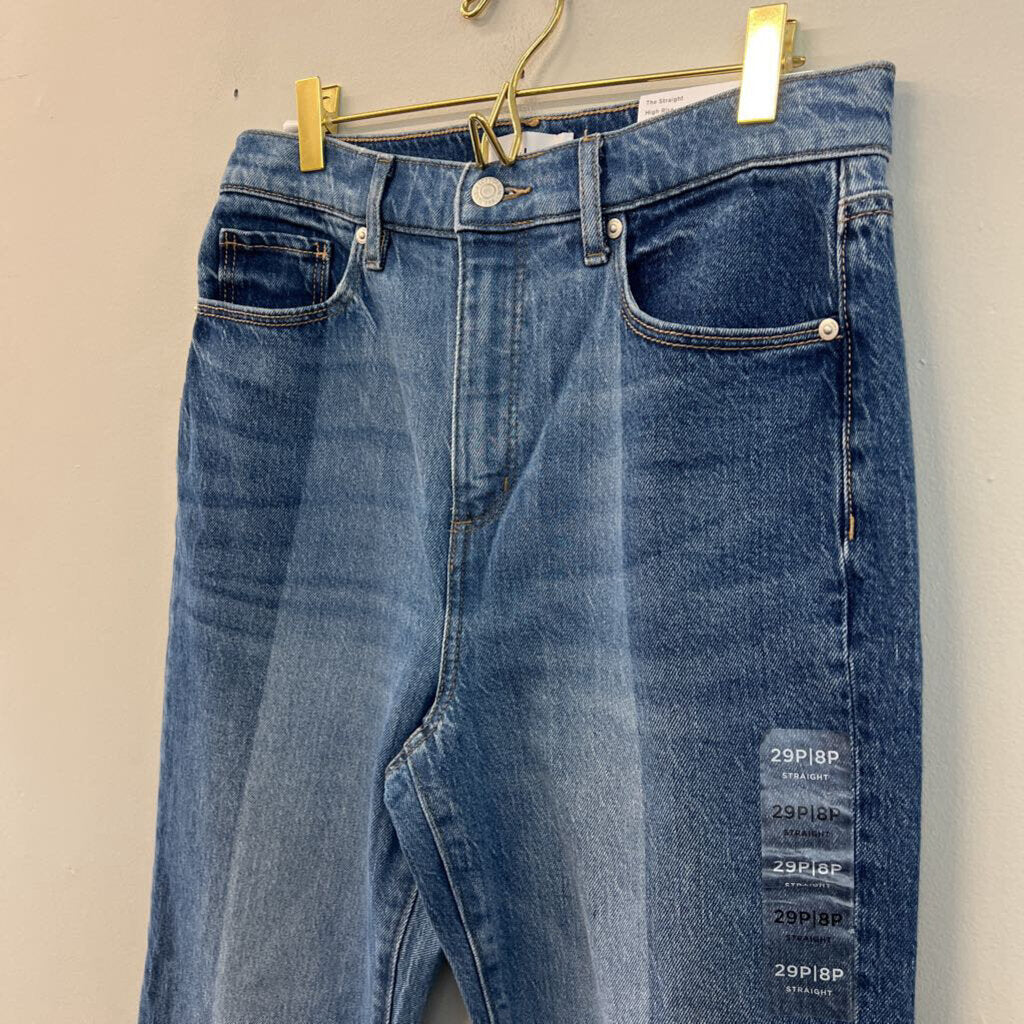 Loft Two Tone Denim The Straight High Rise Jeans 29 Petite